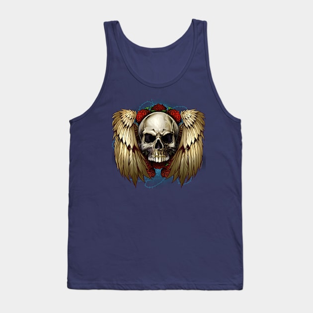 Skull wings with roses Tank Top by FlylandDesigns